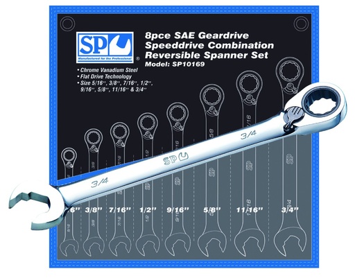 [SP10169] SPANNER SAE G/DRIVE 8PC SPEEDDRIVE REVERSIBLE