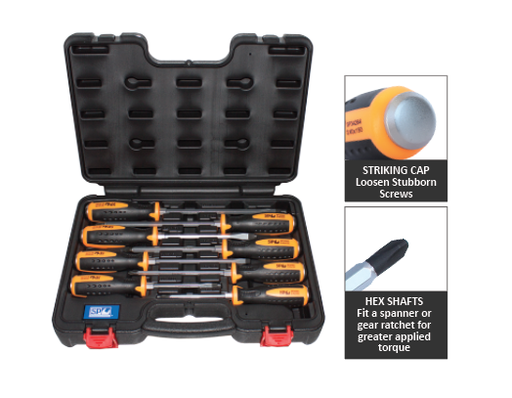 [SP34020] GO THROUGH SCREWDRIVER SET IN CASE 8PCS