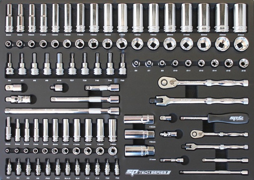 [SP50009] EVA INLAY 106PCS 1/4" & 3/8" SOCKETS & ACCESSORIES METRIC