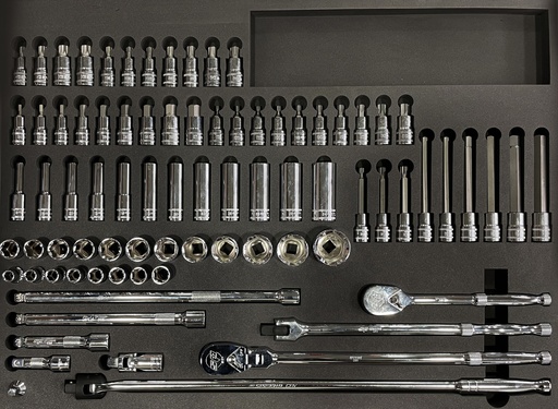 [SPUSS017] EVA FOAM INLAY SOCKETS/RATCHETS 1/2" USA SERIES 102PCS