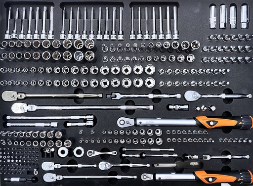 [SPUSS030] EVA FOAM USA SERIES 1/4" & 3/8" SOCKETS & RATCHETS 308PCS