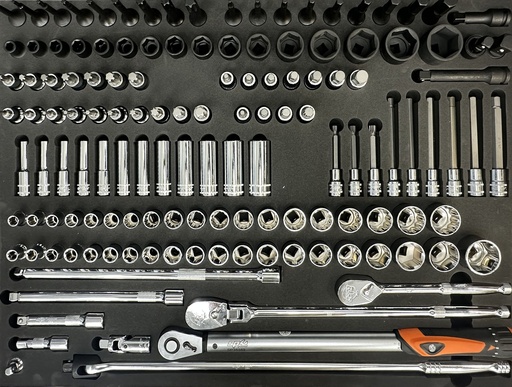 [SPUSS038] EVA FOAM USA SERIES 1/2" SOCKETS & RATCHETS 138PCS