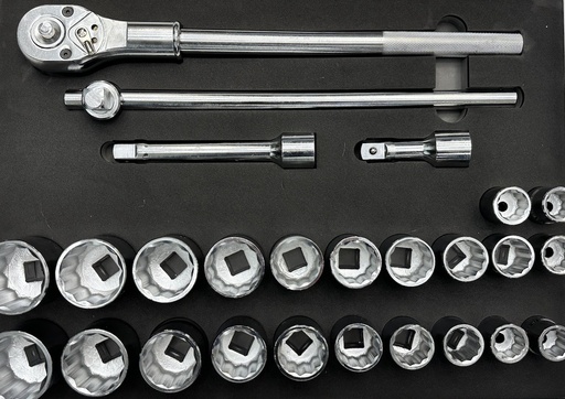[T820401] T8 SOCKET SET 3/4DR 12PT 26PC METRIC/SAE IN EVA INLAY          